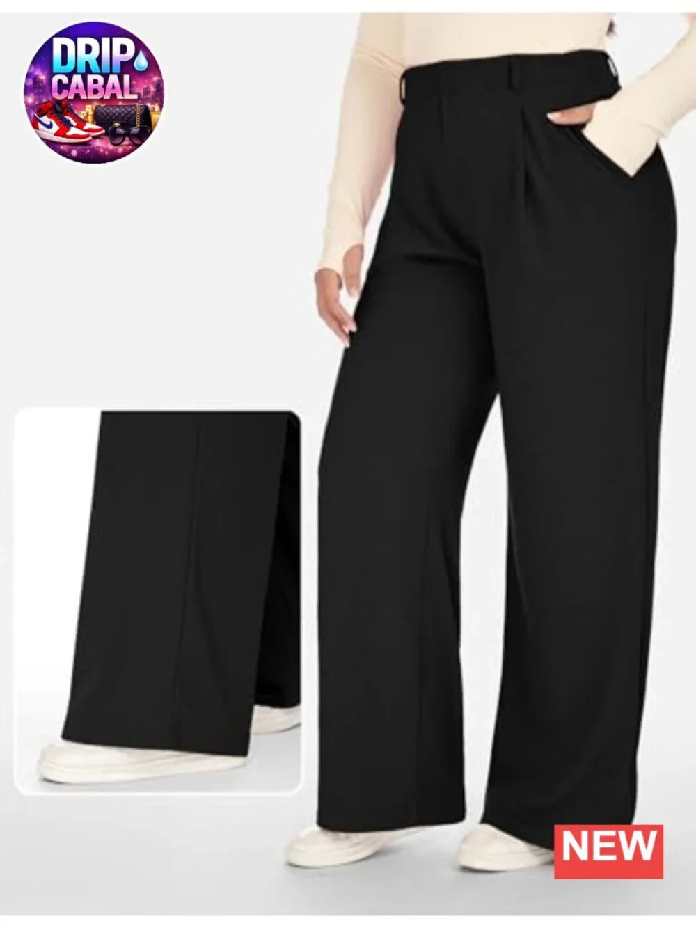 Plus Size Pull On Wide Leg Work Pants Women High Waisted Dress Pants Business